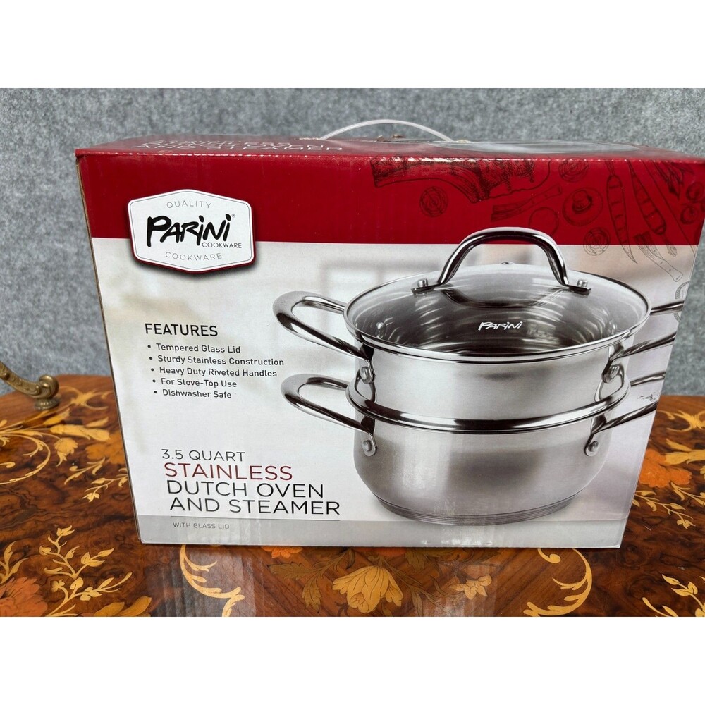 Parini 13" Cast Iron Griddle Grill Pan Rectangular White New in Box